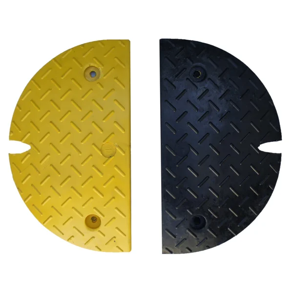 Retardér – kabelový přejezd 10 km/h, 40 t, sada 2 ks, koncový díl – 250×430×70 mm, černá | žlutá